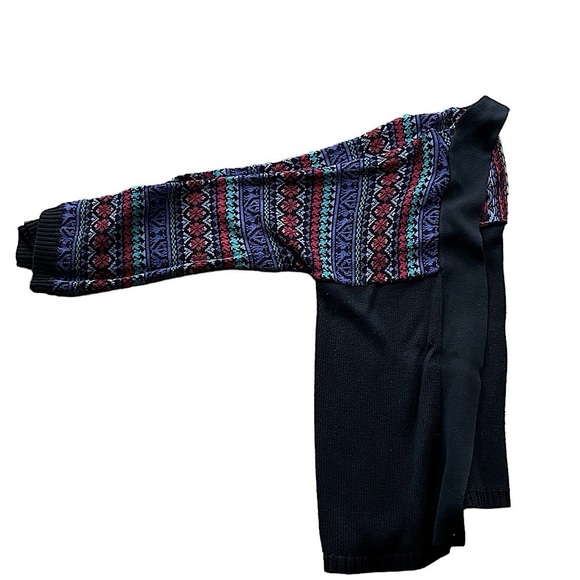 Norm Thompson Black Cardigan Open Front Fair Isle Sleeves Size XL - Picture 4 of 6